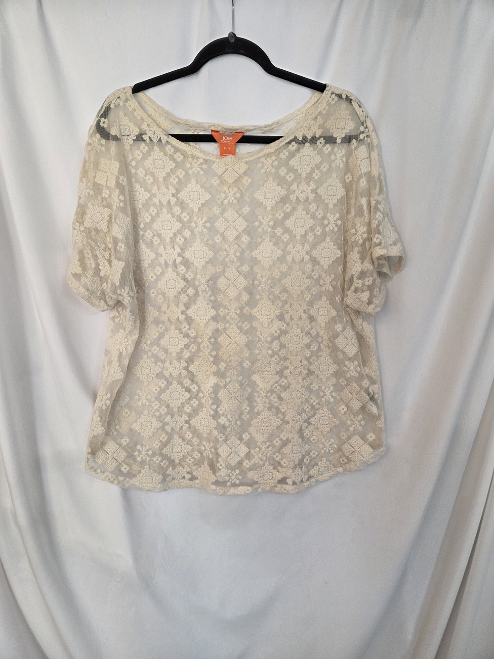 Joe Fresh Cream Crochet Lace Semi Sheer Blouse Size XL